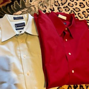 17 1/2 shirts by Stafford. Red one is long sleeve and other is short sleeve